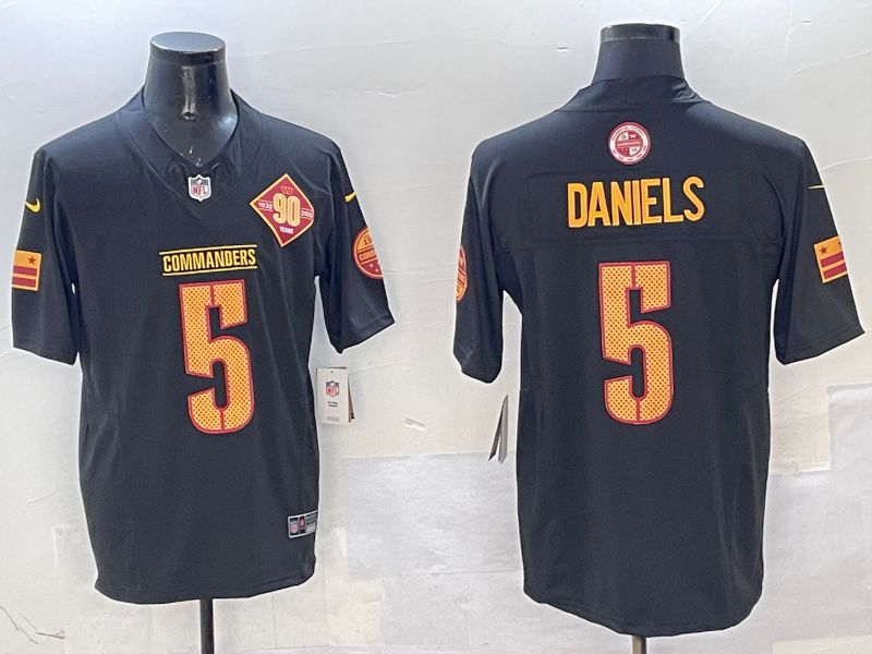 Men Washington Commanders #5 Daniels Black Throwback three generations 2025 Nike Limited NFL Jersey style 2